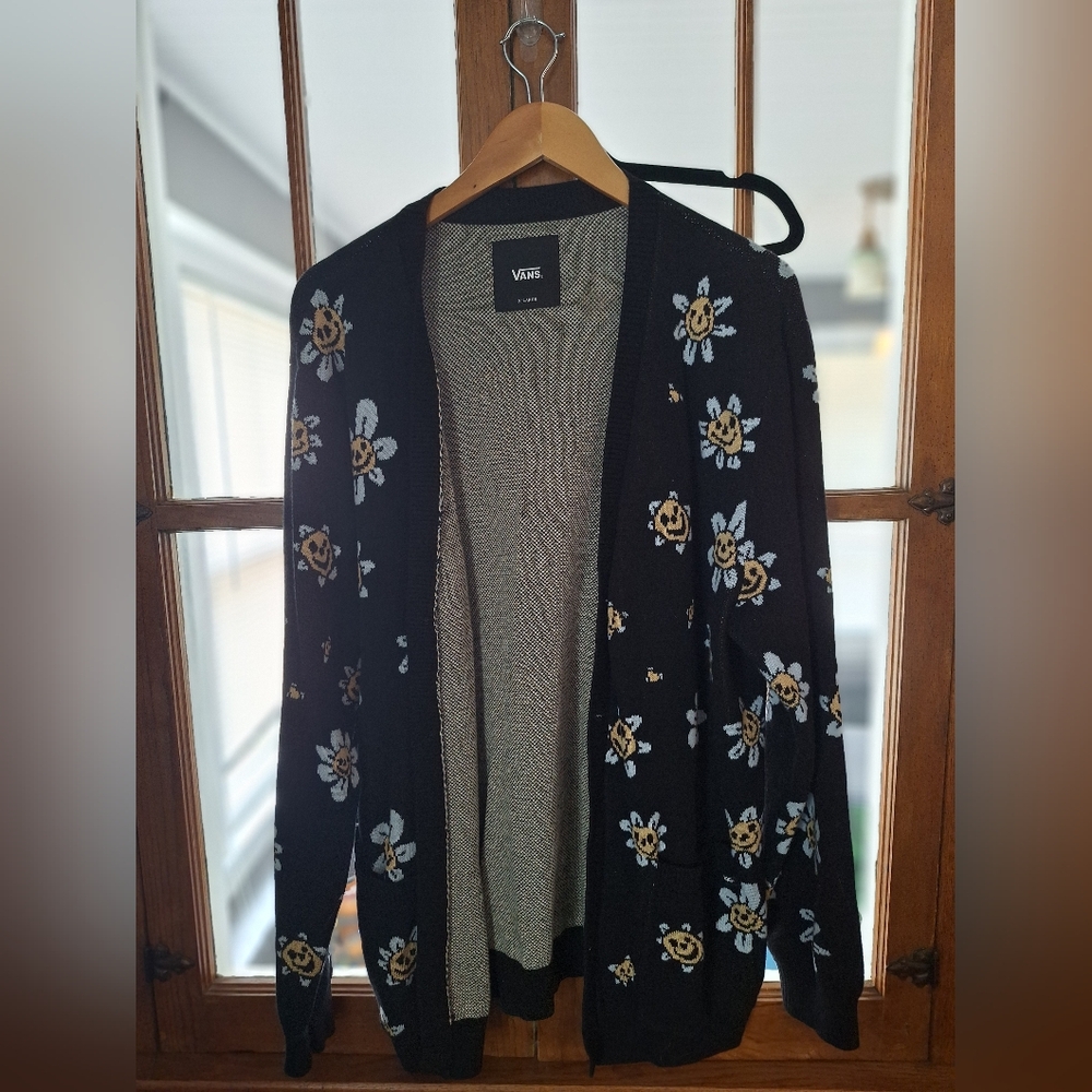 Vans smiley flower face cardigan